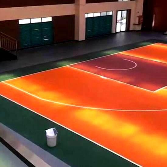 香格里拉武警支队室内木纹型硅pu篮球场